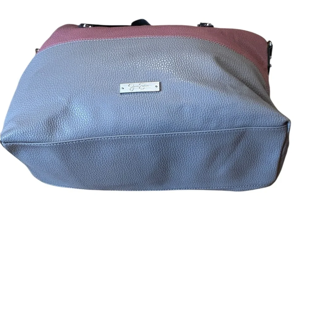 Jessica Simpson Elegant Colorblock Pink & Gray Women's Faux Leather Tote Bag EUC - Picture 14 of 15